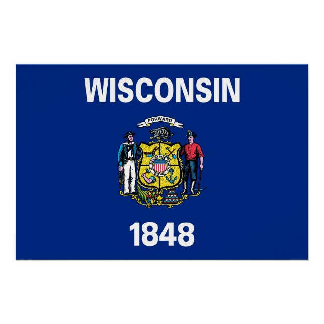 Póster Poster Patriótico com Bandeira de Wisconsin (Frente)