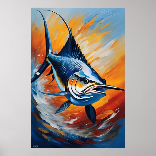 Poster Pôster | Peixes do mar | Estilo de pintura a óleo (Frente)