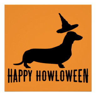 Póster Poster perfeito feliz de Howloween do Dachshund