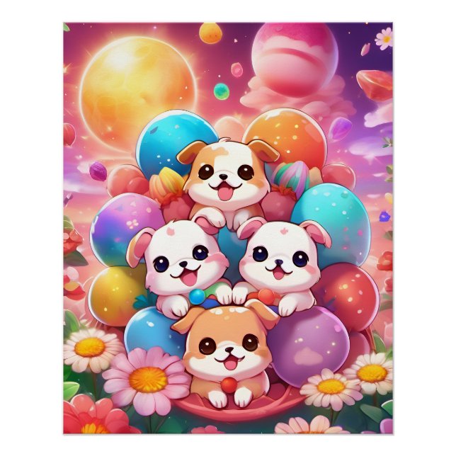 Póster Poster perritos kawaii (Frente)