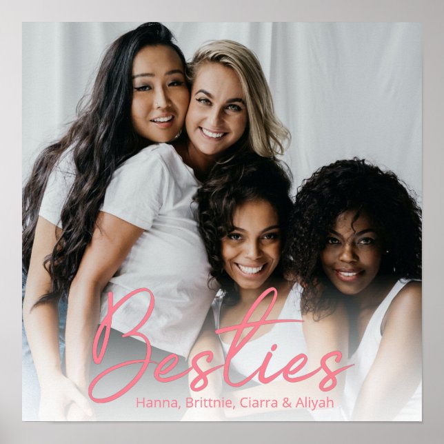 Poster Pôster Personalizado com Foto e Letra Rosa 'Bestie (Frente)