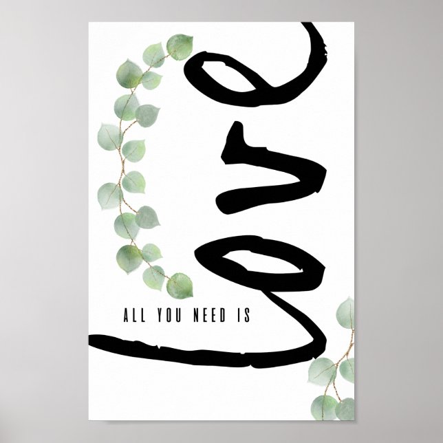 Poster Pôster Personalizado de Amor com Verde de Eucalipt (Frente)