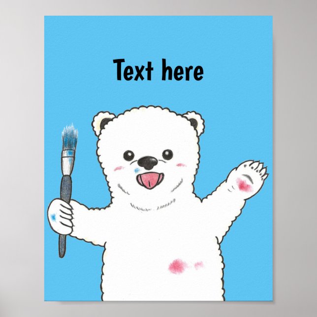 Poster Pôster personalizado de berçário de urso polar (Frente)