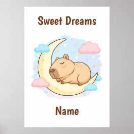 Poster Pôster Personalizado de Capivara Sonhos Doces