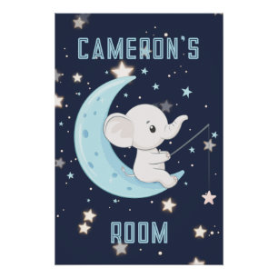 Póster Poster Personalizado de Elefante Bebê Pescando Est