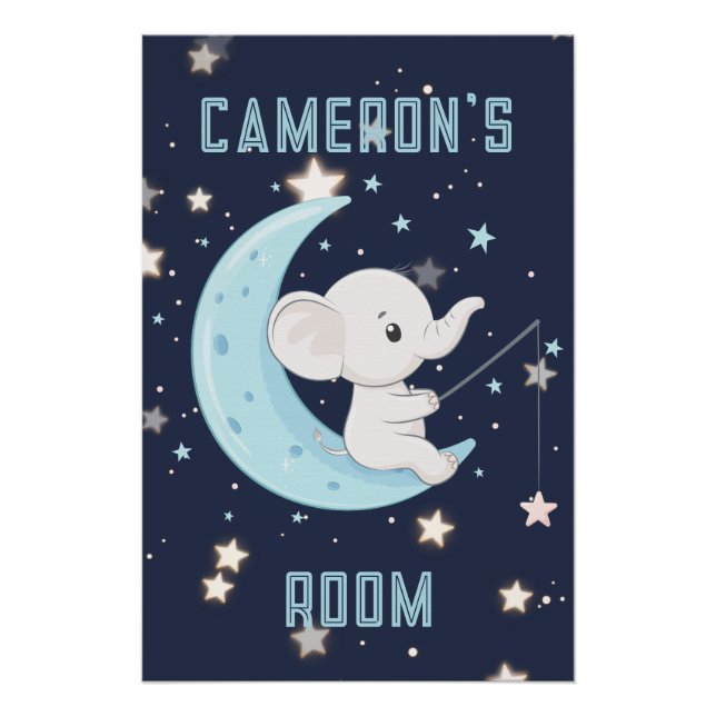 Póster Poster Personalizado de Elefante Bebê Pescando Est (Frente)