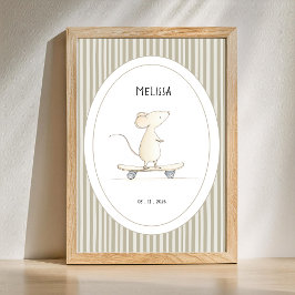 Poster Pôster Personalizado de Nome e Data de Berçário do
