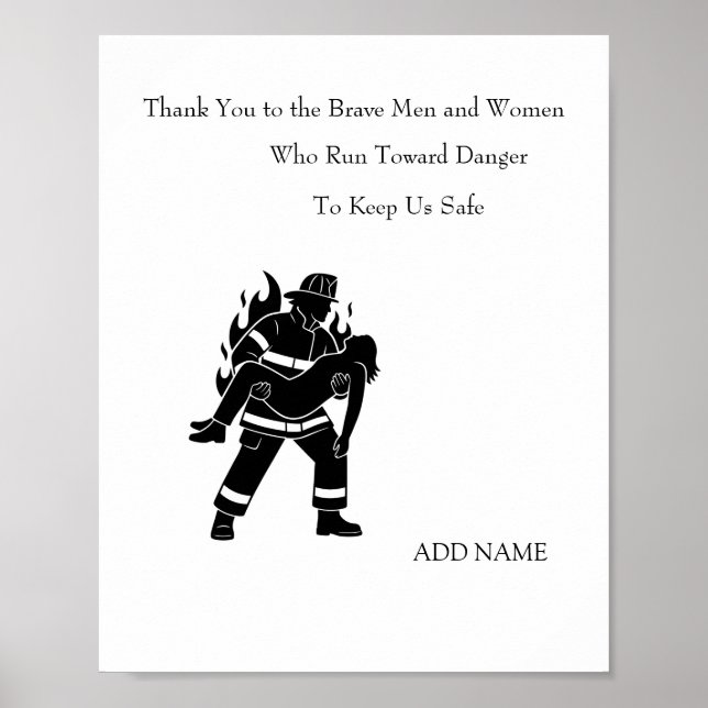 Poster Pôster Personalizado de Resgate de Bombeiro (Frente)