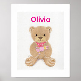 Poster Pôster Personalizado de Urso de Pelúcia para Bebê 