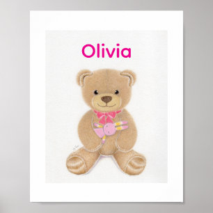 Poster Pôster Personalizado de Urso de Pelúcia para Bebê 