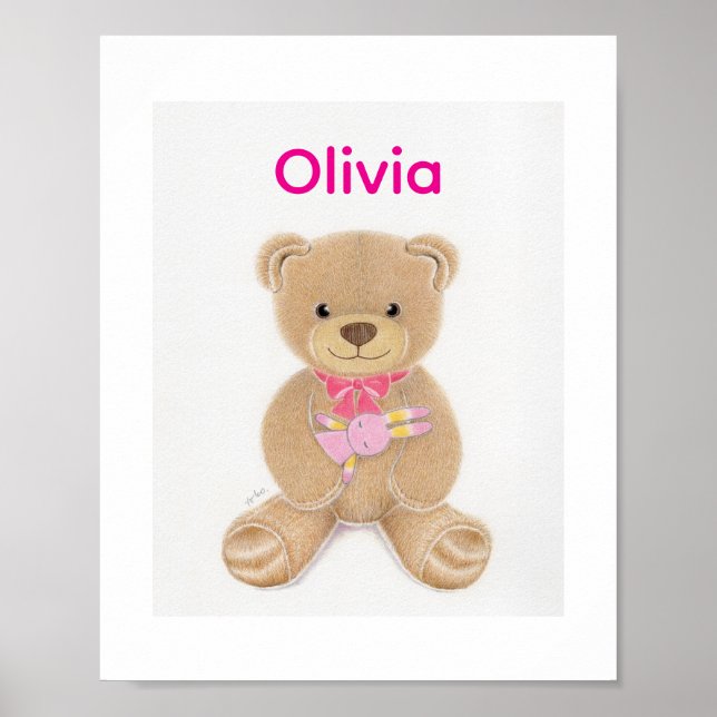 Poster Pôster Personalizado de Urso de Pelúcia para Bebê  (Frente)