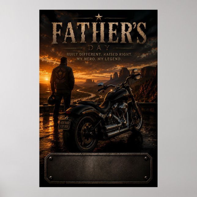 Poster Pôster Personalizado do Dia do Pai com Motoqueiro  (Frente)
