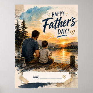 Poster Pôster Personalizado do Pai e do Filho Pescando no