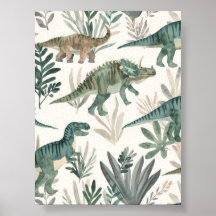 Pôster Personalizado para Berçário de Dinossauros 