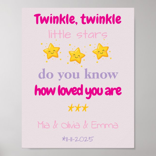 Poster Pôster Personalizado para Trigêmeas Meninas (Frente)