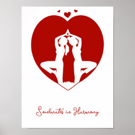 Poster Pôster Personalizado Silhueta do Coração Yoga