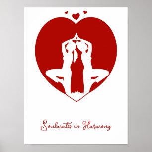 Poster Pôster Personalizado Silhueta do Coração Yoga
