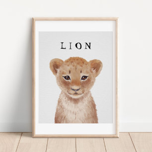 Poster Pôster Personalizável de Filhote de Leão Fofo para