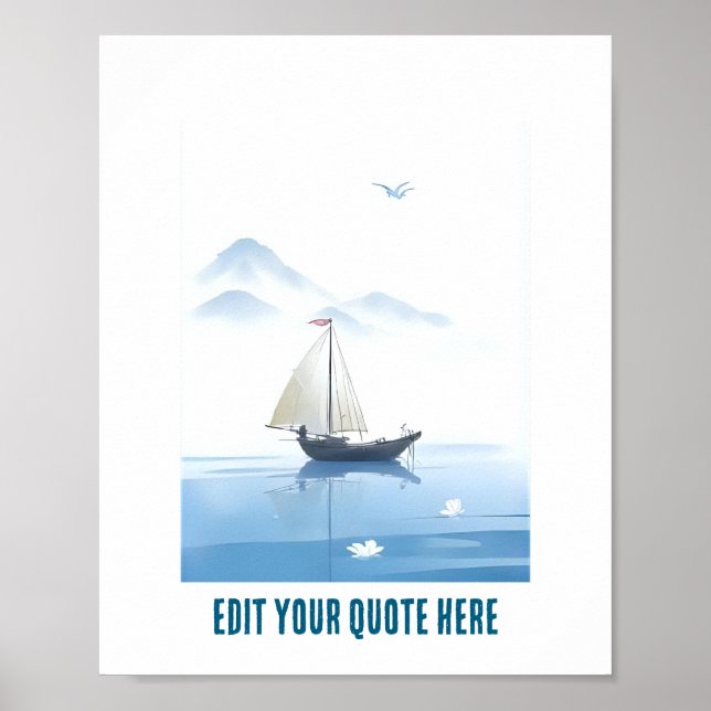 Poster Pôster personalizável do mar e do navio (Frente)