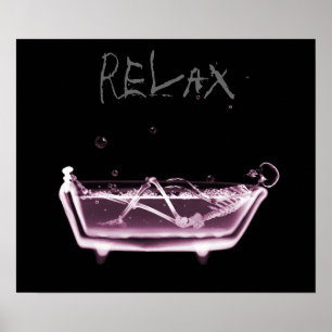 Poster Poster- Pink Relax X-Ray Skeleton Bath Time