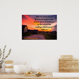 Poster Pôster Por do Sol no Texas com Escrito Bíblico