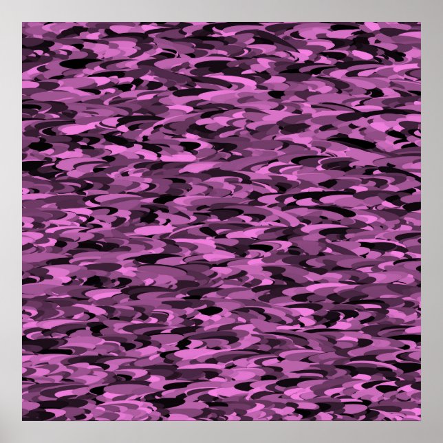 Poster Pôster Preto Roxo Padrão Abstrato (Frente)