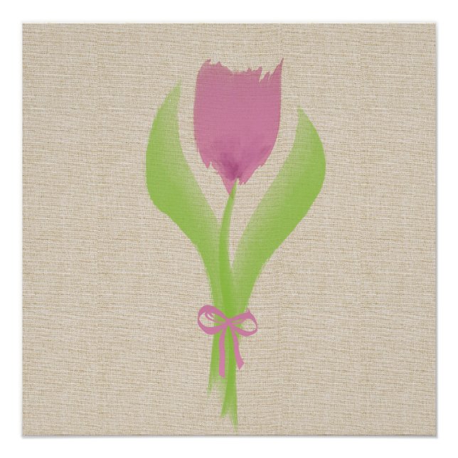 Póster Poster Primavera de Tulipa de de Aquarela Cor-de-C (Frente)