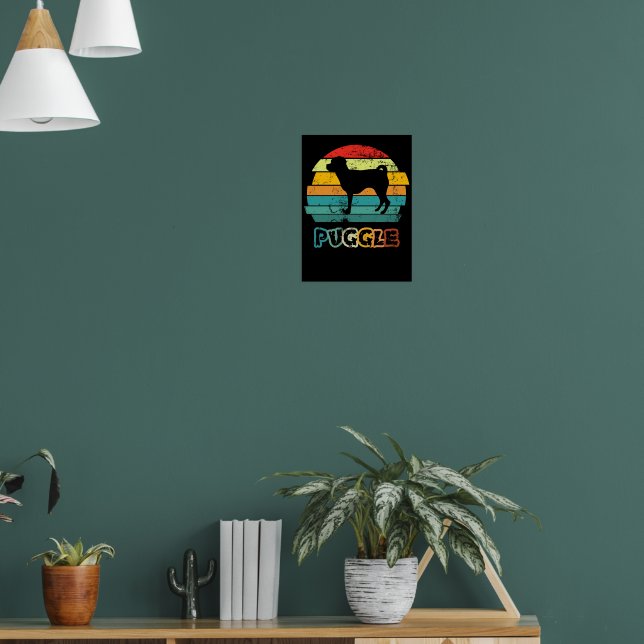 Poster Pôster Puggle Pôr do Sol Retrô (Sala de Estar 1)