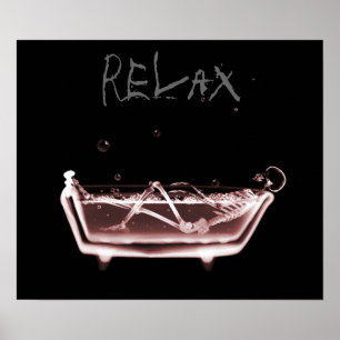 Póster Poster- Red Relax X-Ray Skeleton Bath Time