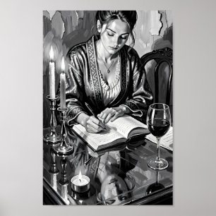 Poster Pôster Reflexos à Luz de Velas em Silêncio
