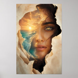 Poster Pôster Sonho do Mar Dourado Através de Seus Olhos