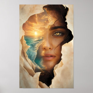 Poster Pôster Sonho do Mar Dourado Através de Seus Olhos