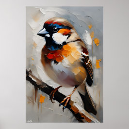 Poster Pôster | Sparrow | Estilo de pintura a óleo