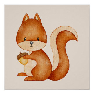 Póster Poster Squirrel - decoração quarto infantil bebê