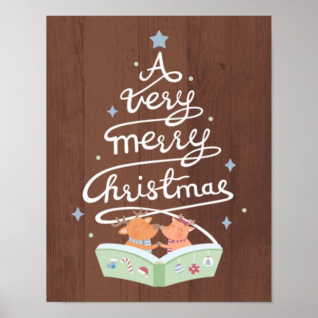 Poster Pôster Tipografia Feliz Natal Rena Fofa (Frente)