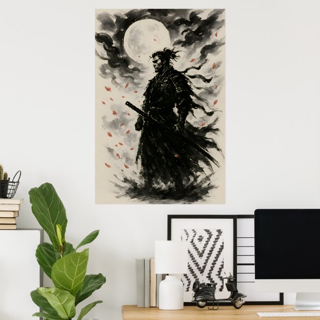 Poster Pôster Tradicional do Guerreiro Samurai Japonês |  (Escritório em casa)