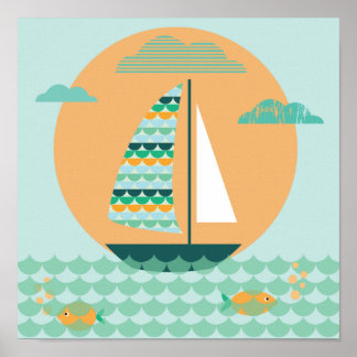 Póster Poster, veleiro, quarto da criança, Educar,