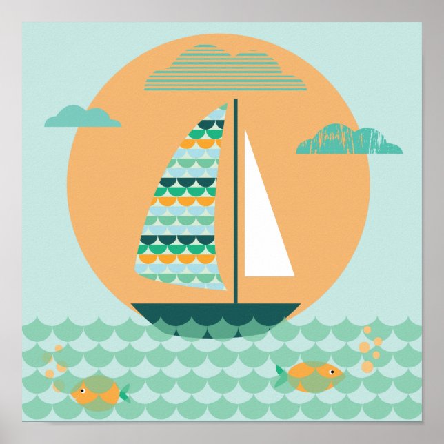 Póster Poster, veleiro, quarto da criança, Educar, (Frente)