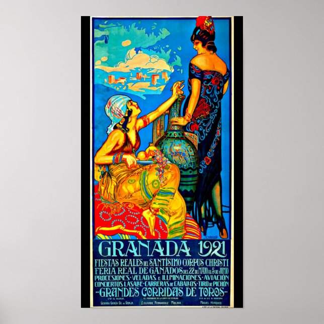 Póster Poster-Viagens vintage Art-Granada (Frente)