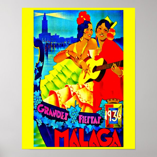Póster Poster-Viagens vintage Art-Málaga (Frente)