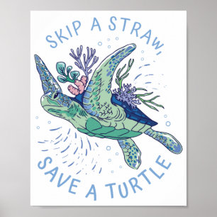 Poster Pôster Vida Marinha Pule Uma Cana Salve Uma Tartar