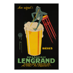 Póster Poster vintage Brasserie Lengrand Bieres 1926
