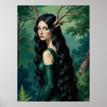 Pôster Vintage de Bruxa Deusa da Floresta Dark Cot
