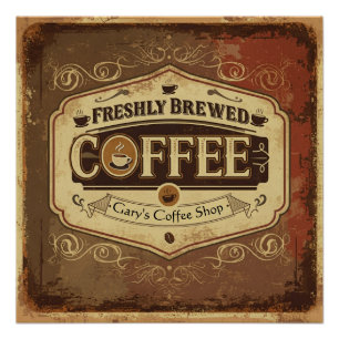 Póster Poster vintage de Café Freshly Personalizado