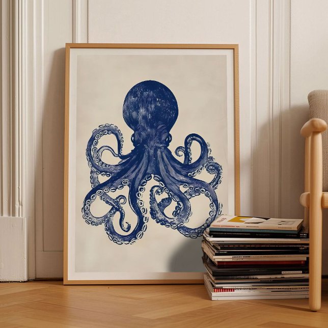 Poster Pôster Vintage de Linocut de Polvo Retro (Criador carregado)