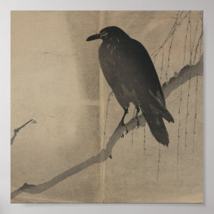 Póster Poster-Vintage Japanese Art- Yanagi ni karasu
