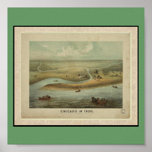 Póster Poster-Vintage Maps-Chicago em 1820