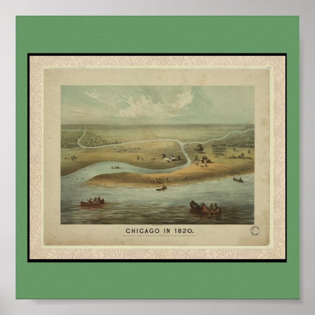 Póster Poster-Vintage Maps-Chicago em 1820 (Frente)