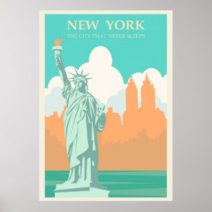 Poster Pôster Vintage Nova York Senhora Liberdade Tela P