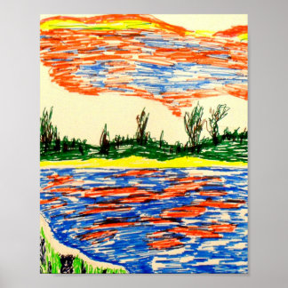 Poster Poster: Visão reflexiva do céu e do mar.